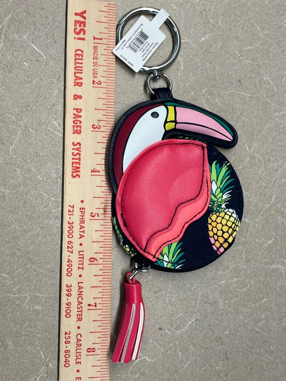 Vera Bradley Pineapple Toucan Party RFID Turnlock Wallet w/ Toucan Bag Charm - Picture 12 of 12